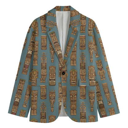 Tiki Totem Pattern Print Men's Blazer