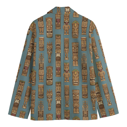 Tiki Totem Pattern Print Men's Blazer