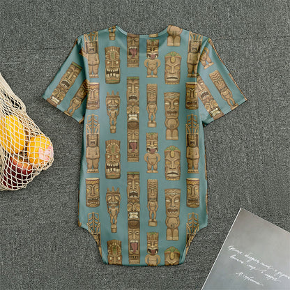 Tiki Totem Pattern Print Men's Bodysuit