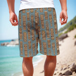 Tiki Totem Pattern Print Men's Cargo Shorts