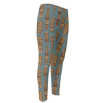 Tiki Totem Pattern Print Men's Compression Pants