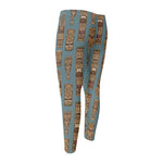 Tiki Totem Pattern Print Men's Compression Pants