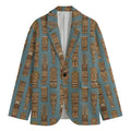 Tiki Totem Pattern Print Men's Cotton Blazer