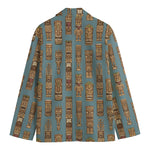 Tiki Totem Pattern Print Men's Cotton Blazer