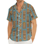 Tiki Totem Pattern Print Men's Deep V-Neck Shirt