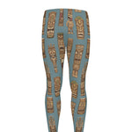 Tiki Totem Pattern Print Men's leggings