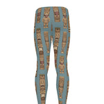 Tiki Totem Pattern Print Men's leggings
