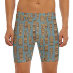 Tiki Totem Pattern Print Men's Long Boxer Briefs