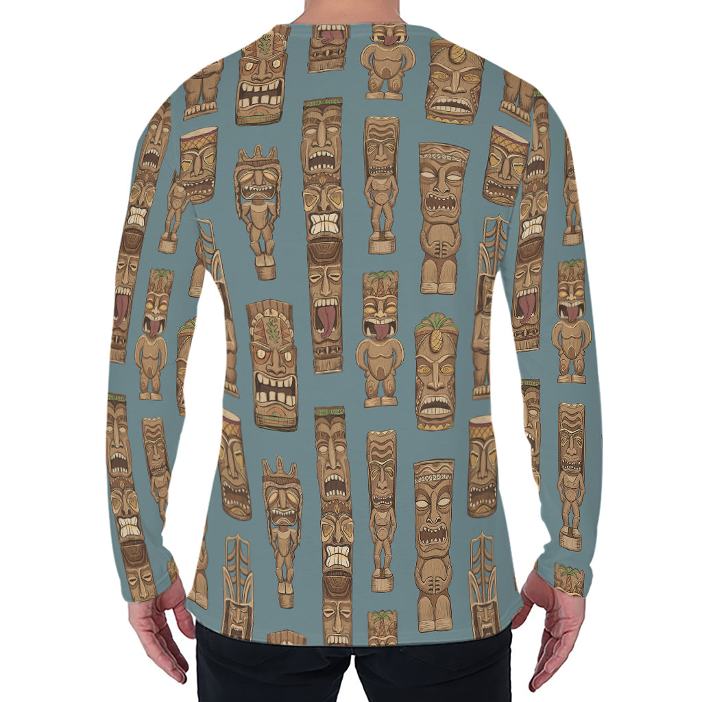 Tiki Totem Pattern Print Men's Long Sleeve T-Shirt