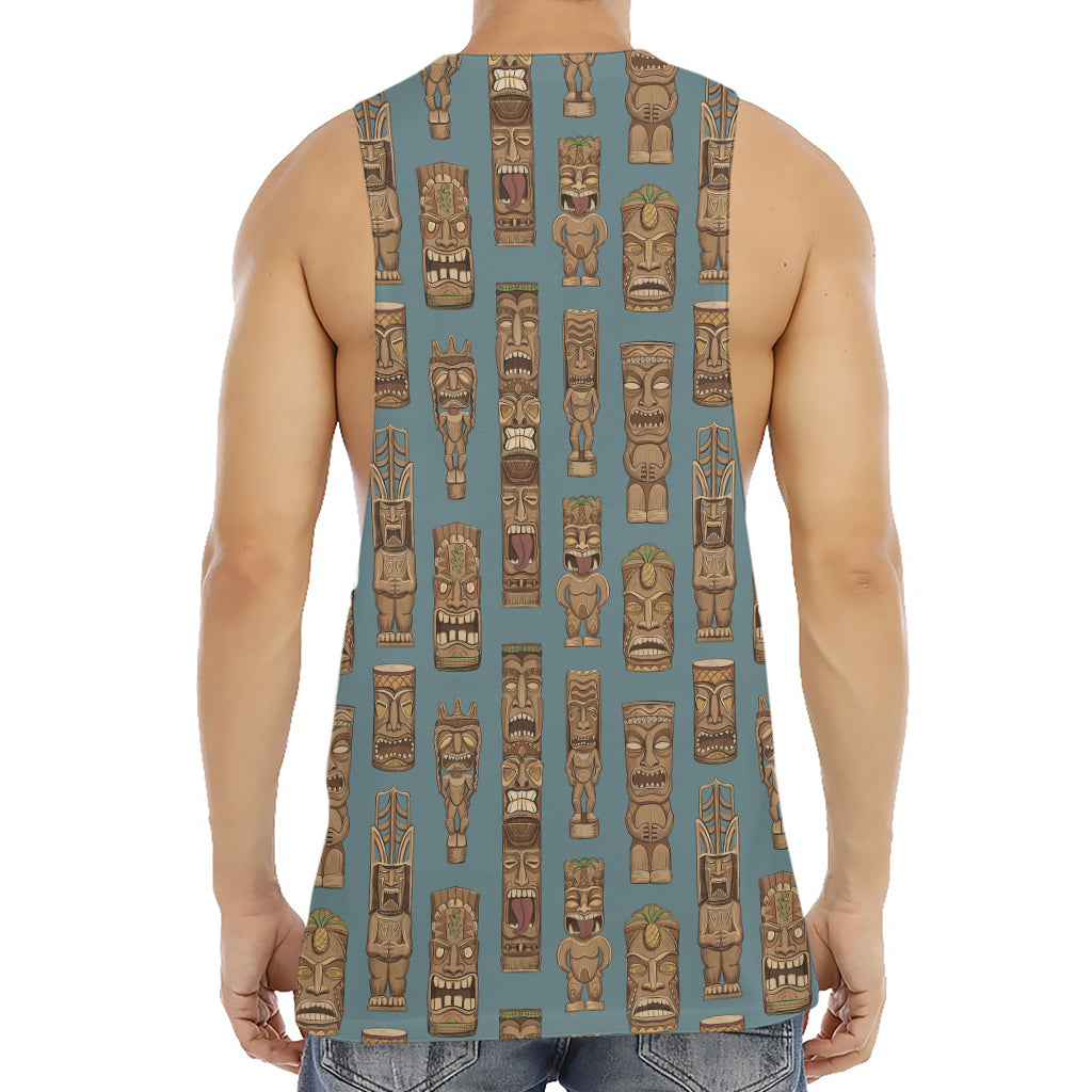 Tiki Totem Pattern Print Men's Muscle Tank Top