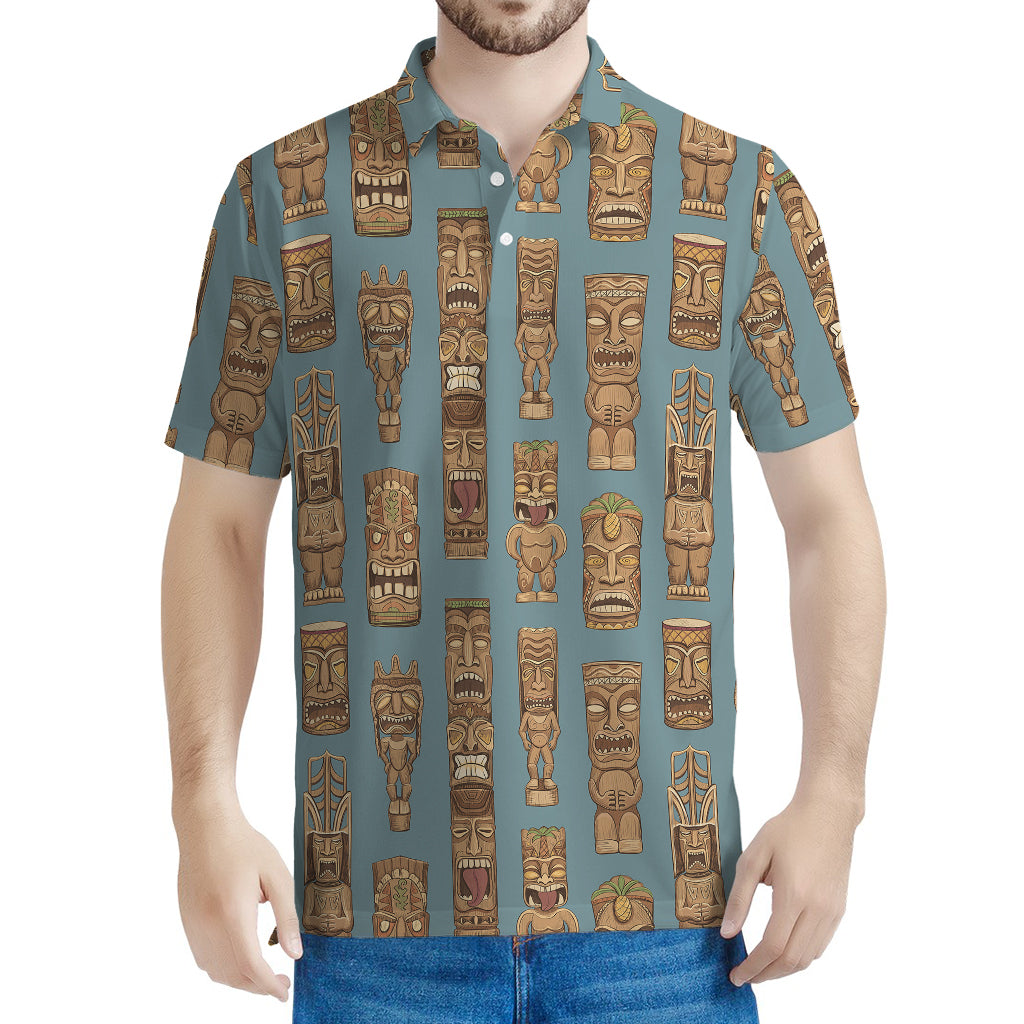 Tiki Totem Pattern Print Men's Polo Shirt