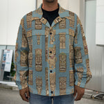Tiki Totem Pattern Print Men's Shirt Jacket