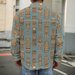 Tiki Totem Pattern Print Men's Shirt Jacket
