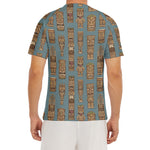 Tiki Totem Pattern Print Men's Short Sleeve Rash Guard