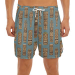 Tiki Totem Pattern Print Men's Split Running Shorts