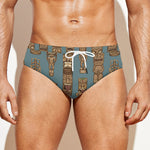 Tiki Totem Pattern Print Men's Swim Briefs