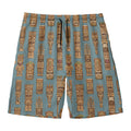 Tiki Totem Pattern Print Men's Swim Trunks