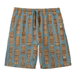 Tiki Totem Pattern Print Men's Swim Trunks