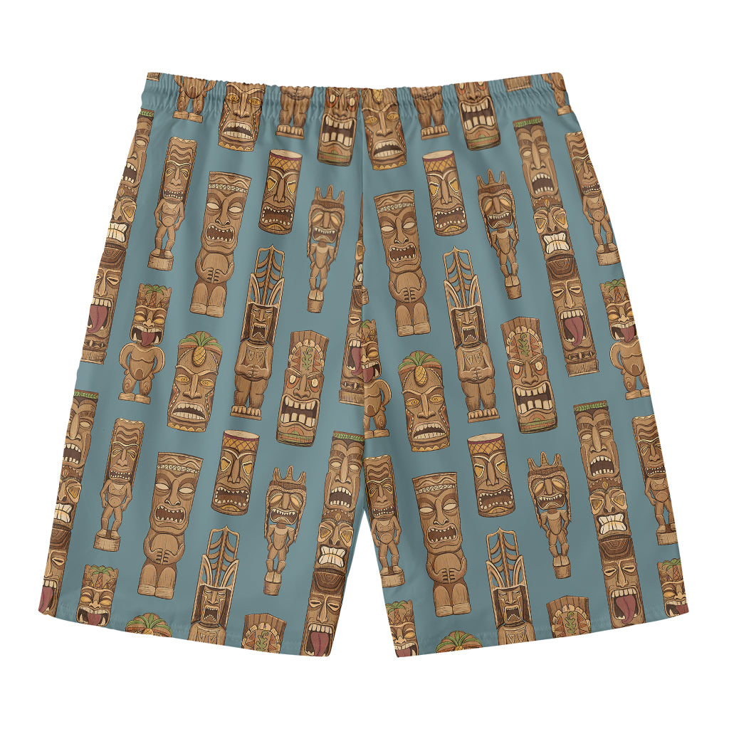 Tiki Totem Pattern Print Men's Swim Trunks