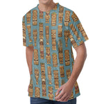 Tiki Totem Pattern Print Men's Velvet T-Shirt