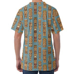 Tiki Totem Pattern Print Men's Velvet T-Shirt