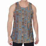 Tiki Totem Pattern Print Men's Velvet Tank Top