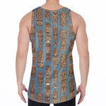 Tiki Totem Pattern Print Men's Velvet Tank Top