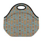 Tiki Totem Pattern Print Neoprene Lunch Bag