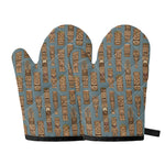 Tiki Totem Pattern Print Oven Mitts