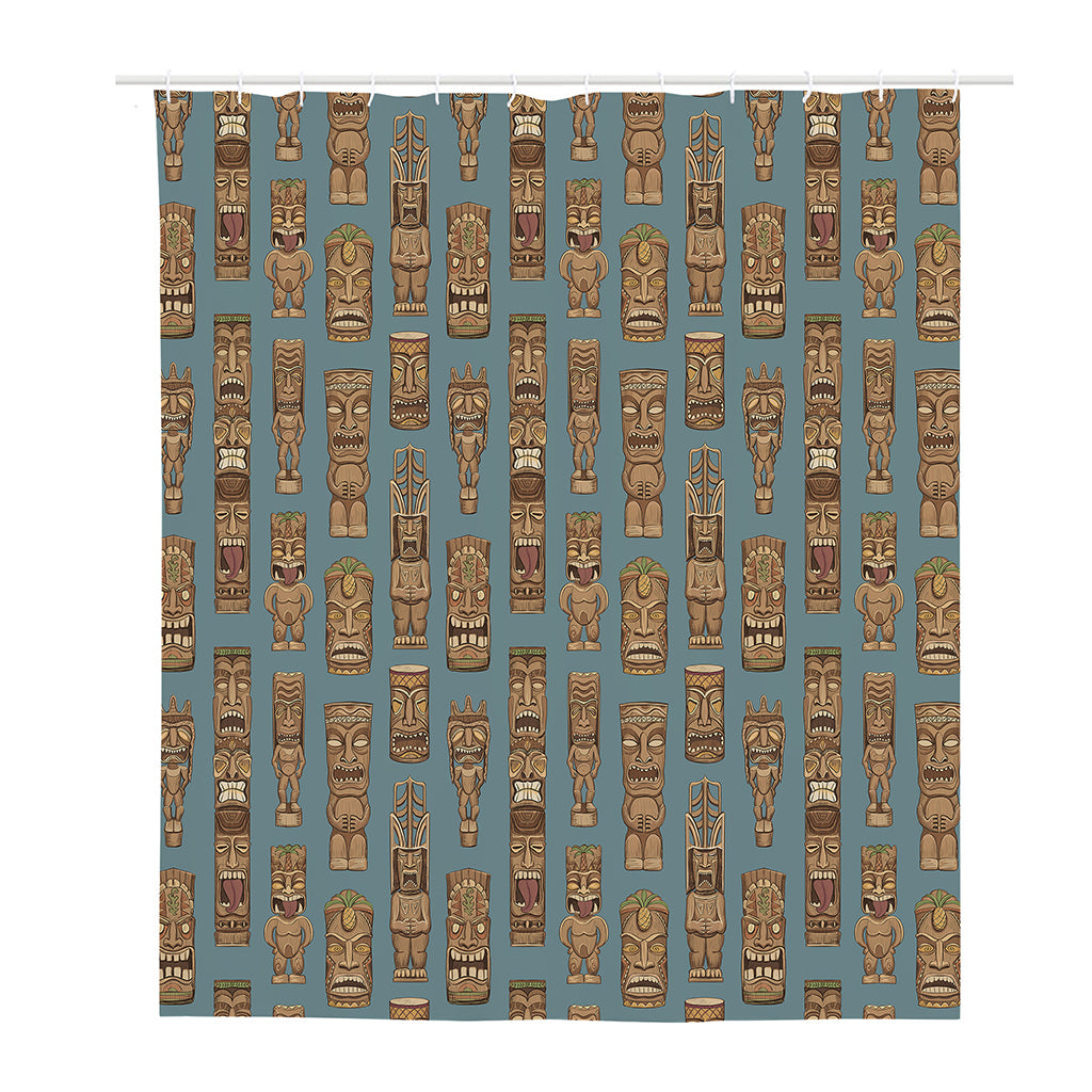Tiki Totem Pattern Print Polyester Shower Curtain