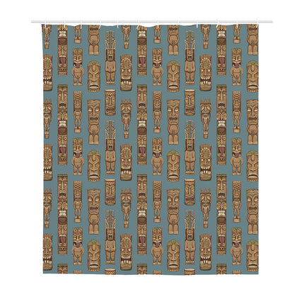 Tiki Totem Pattern Print Polyester Shower Curtain