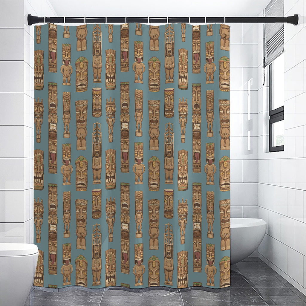 Tiki Totem Pattern Print Premium Shower Curtain