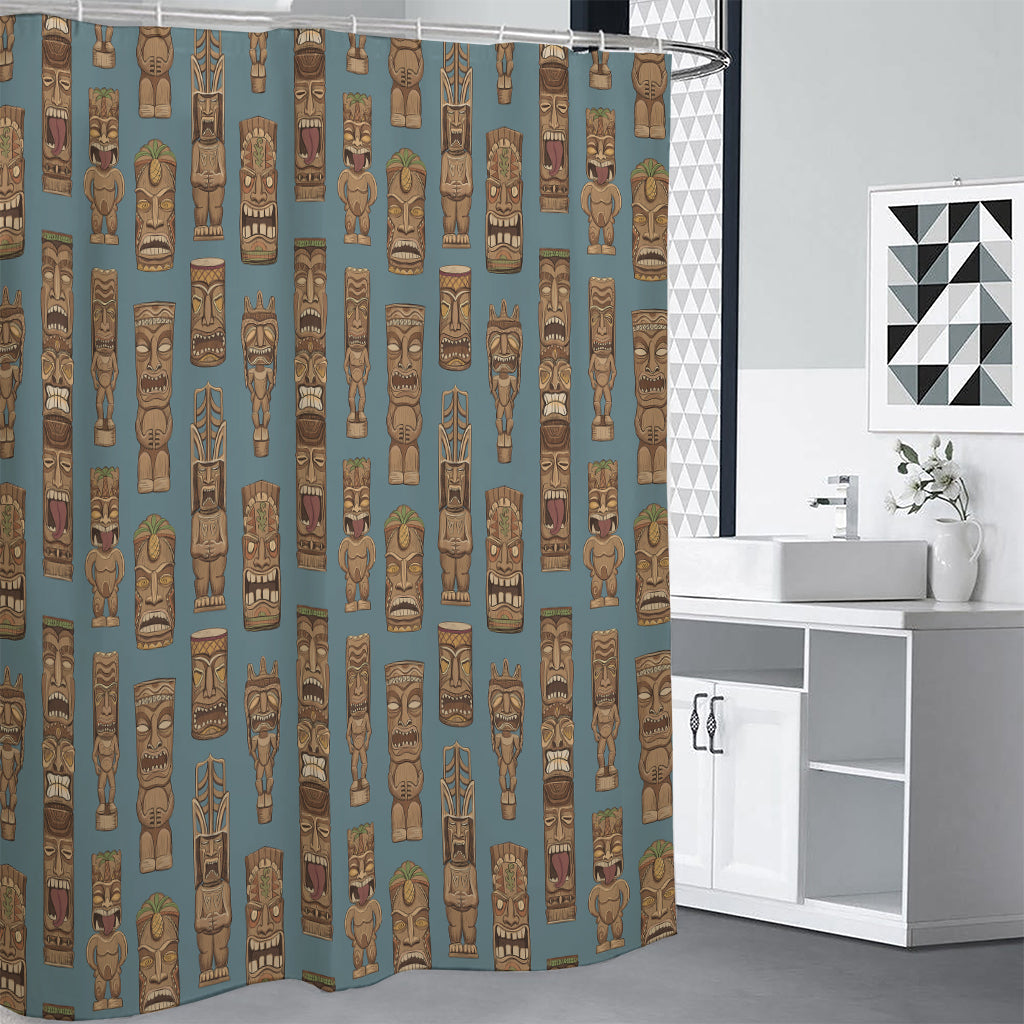 Tiki Totem Pattern Print Premium Shower Curtain