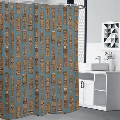 Tiki Totem Pattern Print Premium Shower Curtain