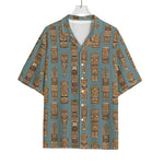 Tiki Totem Pattern Print Rayon Hawaiian Shirt