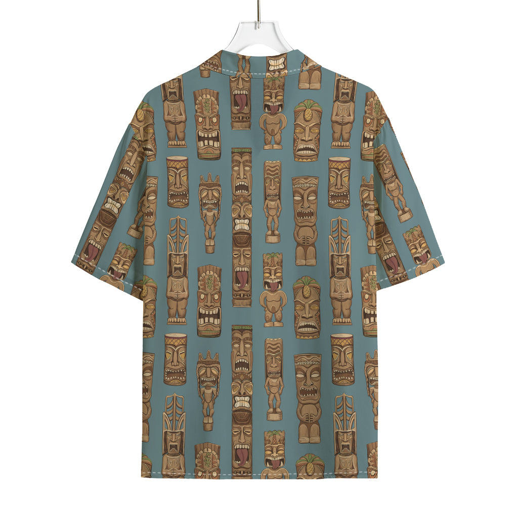 Tiki Totem Pattern Print Rayon Hawaiian Shirt