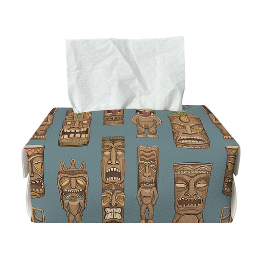 Tiki Totem Pattern Print Rectangle Tissue Box Cover