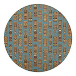 Tiki Totem Pattern Print Round Blanket