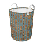 Tiki Totem Pattern Print Round Laundry Basket