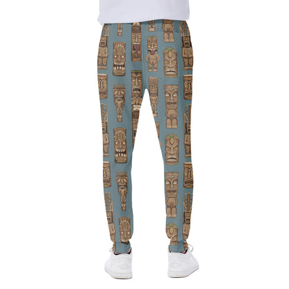 Tiki Totem Pattern Print Scuba Joggers