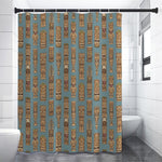 Tiki Totem Pattern Print Shower Curtain