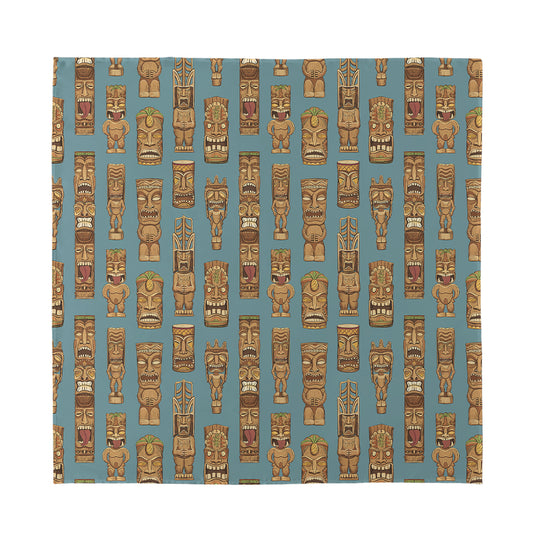 Tiki Totem Pattern Print Silk Bandana