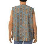 Tiki Totem Pattern Print Sleeveless Baseball Jersey