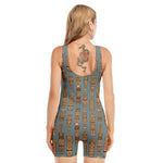 Tiki Totem Pattern Print Sleeveless One Piece Swimsuit
