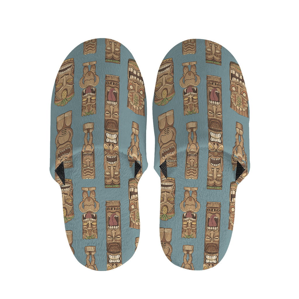 Tiki Totem Pattern Print Slippers