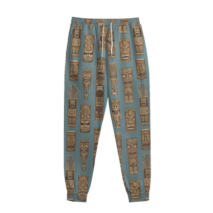 Tiki Totem Pattern Print Sweatpants