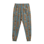 Tiki Totem Pattern Print Sweatpants