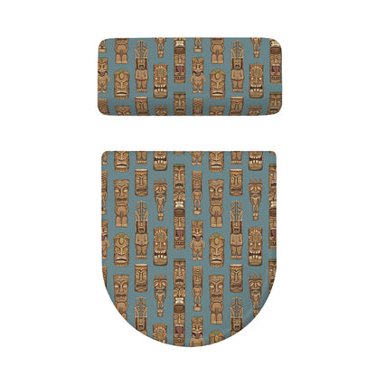 Tiki Totem Pattern Print Toilet Lid And Tank Cover Set