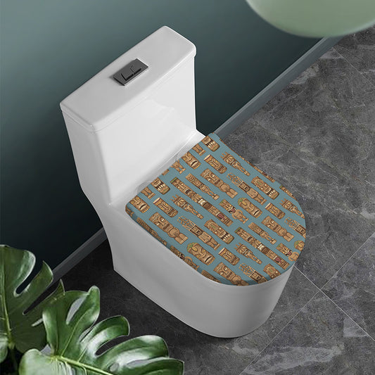 Tiki Totem Pattern Print Toilet Lid Cover