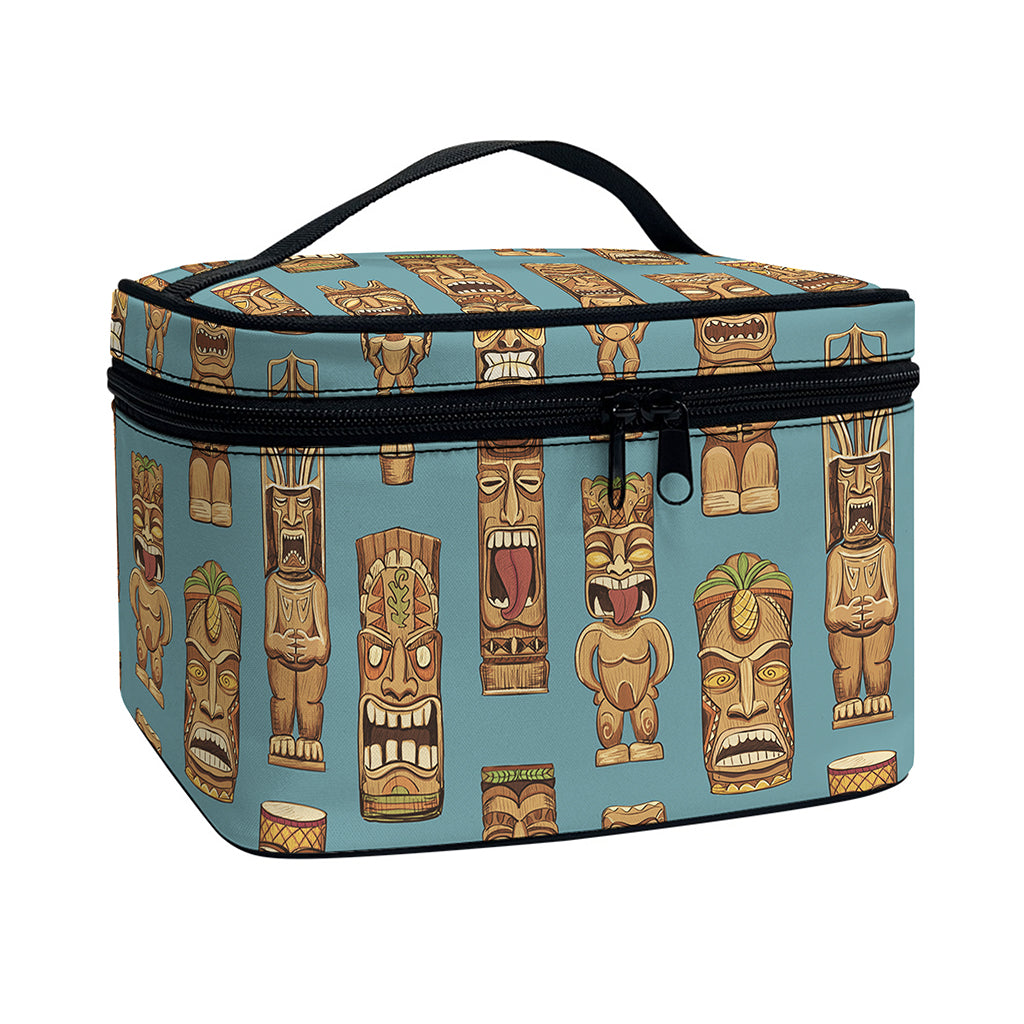 Tiki Totem Pattern Print Travel Makeup Bag